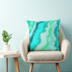 Turquoise Blauw Groen Expressief Schilderachtig Pa Kussen