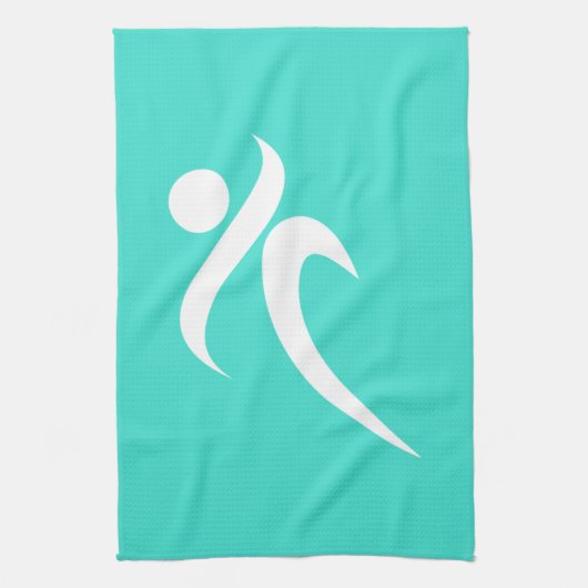 Turquoise; Blauw Groen Hardlopen Theedoek (Verticaal)