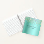 Turquoise blauw groen kapsalon make-up artiest gla notitieboek (Binnen)