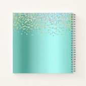 Turquoise blauw groen kapsalon make-up artiest gla notitieboek (Achterkant)