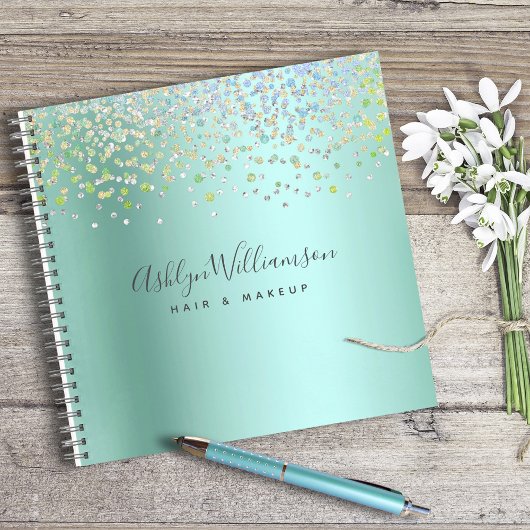Turquoise blauw groen kapsalon make-up artiest gla notitieboek