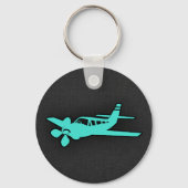 Turquoise; Blauw groen klein vliegtuig Sleutelhanger (Voorkant)