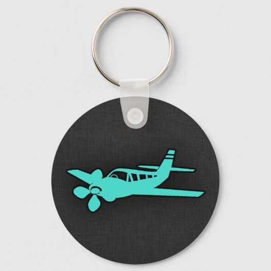 Turquoise; Blauw groen klein vliegtuig Sleutelhanger (Voorkant)