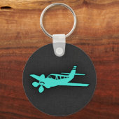 Turquoise; Blauw groen klein vliegtuig Sleutelhanger (Voorkant)