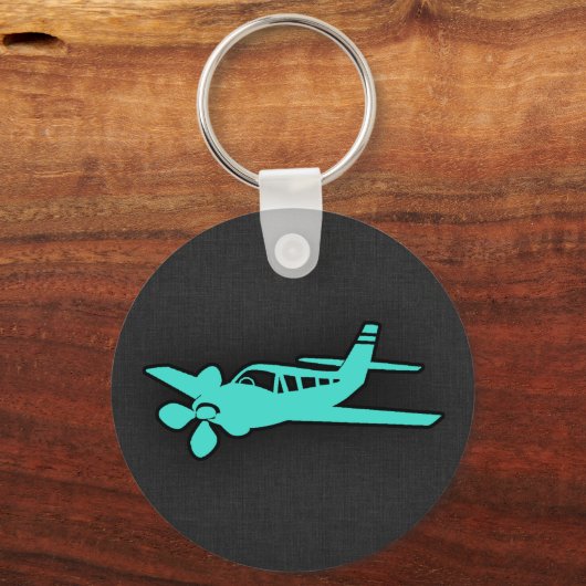 Turquoise; Blauw groen klein vliegtuig Sleutelhanger (Voorkant)