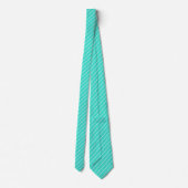 Turquoise Blauw Groen met Ivoor Witte Pinstripes Stropdas (Achterkant)