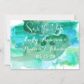 Turquoise Blauw Groen Moderne Abstracte Waterverf Magnetische Uitnodiging (Voorkant)