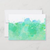 Turquoise Blauw Groen Moderne Abstracte Waterverf RSVP Kaartje (Achterkant)