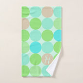 Turquoise Blauw Groen & Oranje Cirkels Monogram Bad Handdoek (Handdoek)