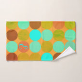 Turquoise Blauw Groen & Oranje Cirkels Monogram Bad Handdoek (Handdoek)