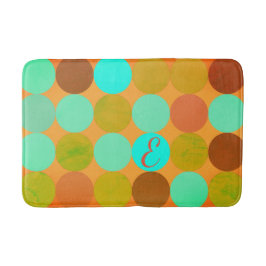 Turquoise Blauw Groen & Oranje Cirkels Monogram Badmat