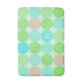 Turquoise Blauw Groen & Oranje Cirkels Monogram Badmat (Voorkant Verticaal)