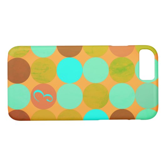 Turquoise Blauw Groen & Oranje Cirkels Monogram Case-Mate iPhone Case (Achterkant (Horizontaal))