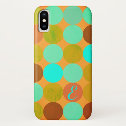 Turquoise Blauw Groen & Oranje Cirkels Monogram Case-Mate iPhone Case (Achterkant)