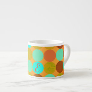 Turquoise Blauw Groen & Oranje Cirkels Monogram Espresso Kop