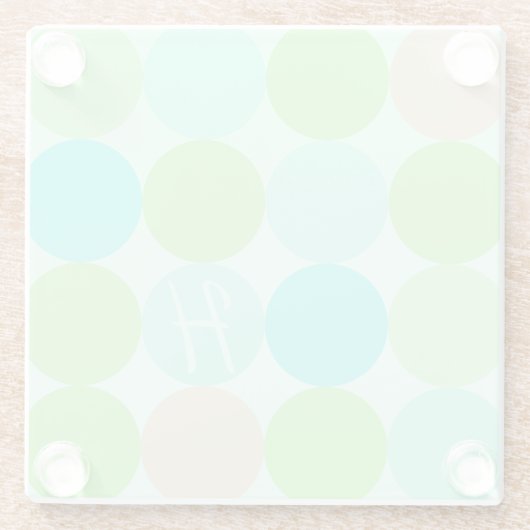 Turquoise Blauw Groen & Oranje Cirkels Monogram Glazen Onderzetter (Achterkant)