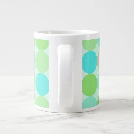 Turquoise Blauw Groen & Oranje Cirkels Monogram Grote Koffiekop (Achterkant)