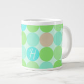 Turquoise Blauw Groen & Oranje Cirkels Monogram Grote Koffiekop (Voorkant rechts)