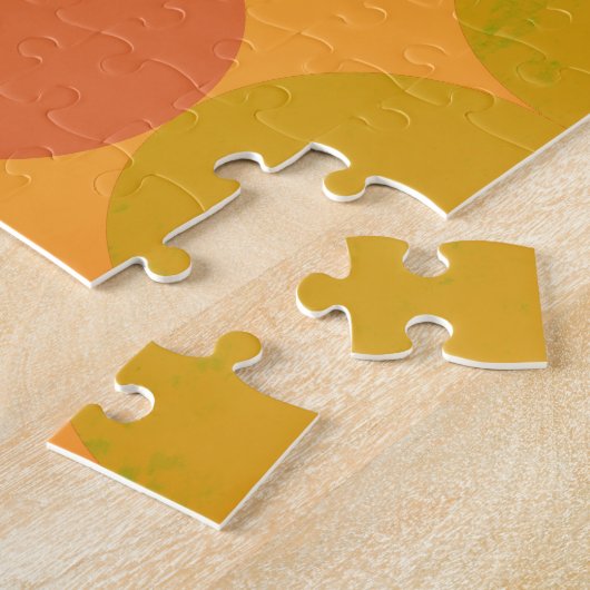 Turquoise Blauw Groen & Oranje Cirkels Monogram Legpuzzel (Zijkant)