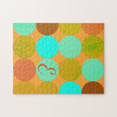 Turquoise Blauw Groen & Oranje Cirkels Monogram Legpuzzel (Horizontaal)