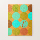 Turquoise Blauw Groen & Oranje Cirkels Monogram Legpuzzel (Verticaal)