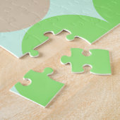 Turquoise Blauw Groen & Oranje Cirkels Monogram Legpuzzel (Zijkant)