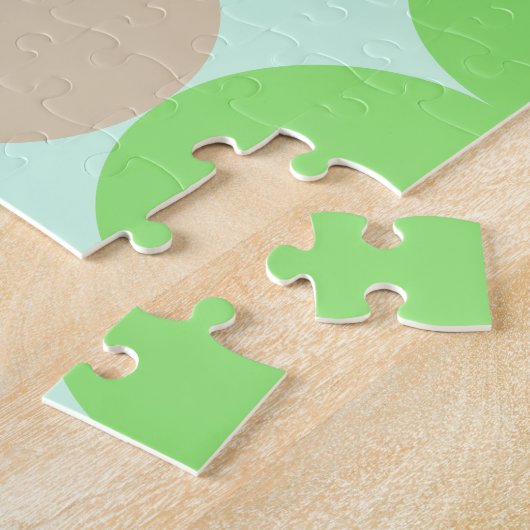 Turquoise Blauw Groen & Oranje Cirkels Monogram Legpuzzel (Zijkant)