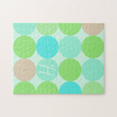 Turquoise Blauw Groen & Oranje Cirkels Monogram Legpuzzel (Horizontaal)