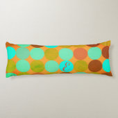 Turquoise Blauw Groen & Oranje Cirkels Monogram Lichaamskussen (Achterkant)