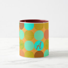 Turquoise Blauw Groen & Oranje Cirkels Monogram Mok