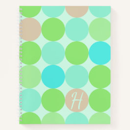 Turquoise Blauw Groen & Oranje Cirkels Monogram Notitieboek