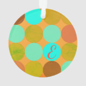 Turquoise Blauw Groen & Oranje Cirkels Monogram Ornament (achterkant)