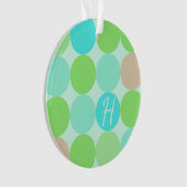 Turquoise Blauw Groen & Oranje Cirkels Monogram Ornament (voorkant)