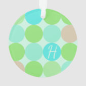 Turquoise Blauw Groen & Oranje Cirkels Monogram Ornament (achterkant)