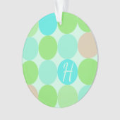 Turquoise Blauw Groen & Oranje Cirkels Monogram Ornament (voorkant)