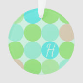 Turquoise Blauw Groen & Oranje Cirkels Monogram Ornament (voorkant)