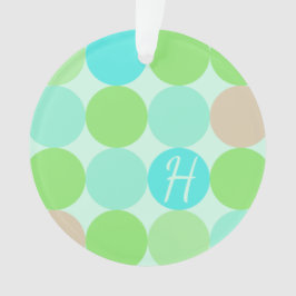 Turquoise Blauw Groen & Oranje Cirkels Monogram Ornament