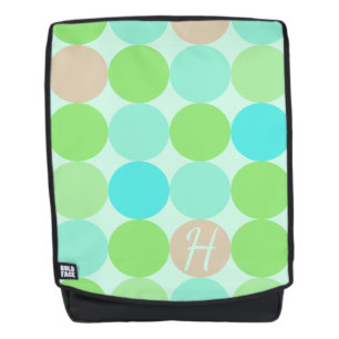 Turquoise Blauw Groen & Oranje Cirkels Monogram Rugtassen