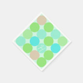 Turquoise Blauw Groen & Oranje Cirkels Monogram Servet (Hoek)