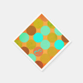Turquoise Blauw Groen & Oranje Cirkels Monogram Servetten (Hoek)