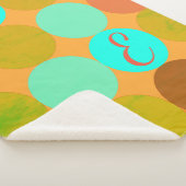 Turquoise Blauw Groen & Oranje Cirkels Monogram Sherpa Deken (3/4)