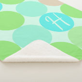 Turquoise Blauw Groen & Oranje Cirkels Monogram Sherpa Deken (3/4)