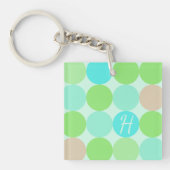 Turquoise Blauw Groen & Oranje Cirkels Monogram Sleutelhanger (Voorkant)