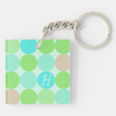 Turquoise Blauw Groen & Oranje Cirkels Monogram Sleutelhanger (Achterkant)