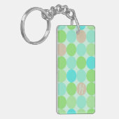 Turquoise Blauw Groen & Oranje Cirkels Monogram Sleutelhanger (Voorkant Links)