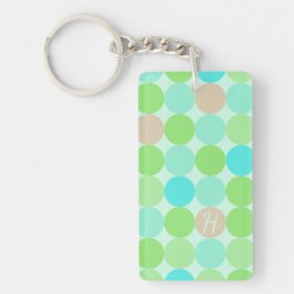 Turquoise Blauw Groen & Oranje Cirkels Monogram Sleutelhanger
