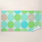Turquoise Blauw Groen & Oranje Cirkels Monogram Strandlaken (Voorkant)