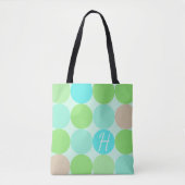 Turquoise Blauw Groen & Oranje Cirkels Monogram Tote Bag (Voorkant)