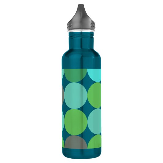 Turquoise Blauw Groen & Oranje Cirkels Monogram Waterfles (Links)