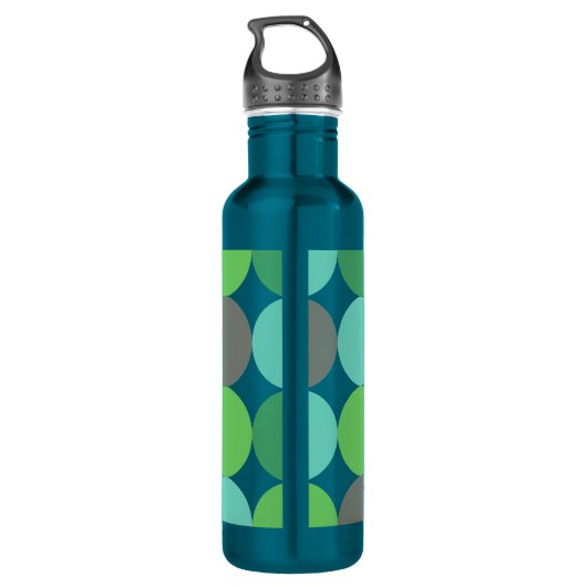 Turquoise Blauw Groen & Oranje Cirkels Monogram Waterfles (Achterkant)